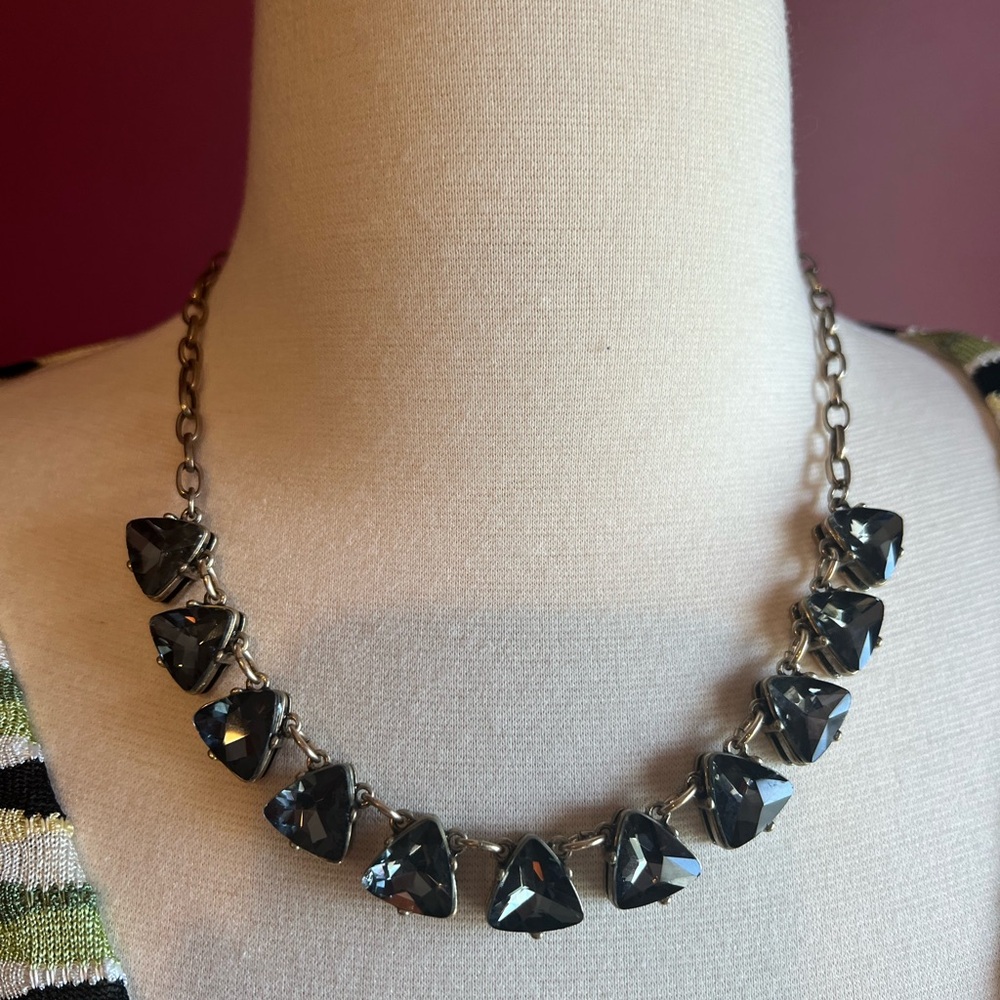 Express antique gold with black grey stones statement necklace